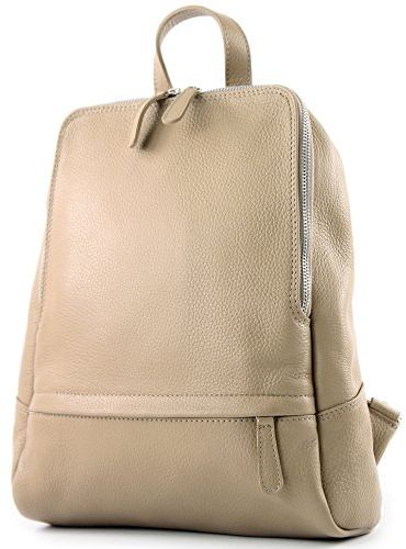 modamoda de T138 Damen Leder Rucksack Handtasche handmade in Italy, Farbe:Graubeige