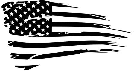 Decus Ripped USA Flag L 2637 // Sticker OEM JDM Style Aufkleber (schwarz)