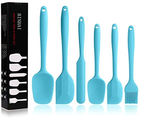 Spatula Silicone, Blaue 6-teiliges Antihaft-Gummispatel Mit Edelstahlkern - Hitzebeständiges Spatel-Küchenutensilien-Set Zum Kochen, Backen Und Mischen
