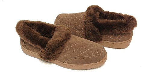 Lammfell Pantoffel slipper Damen Hausschuhe mit Australischen Lammfell, beige - sand mit beigen Fell mit biegsamer comfort Sohle - sehr warm (Braun - Beige, 38)