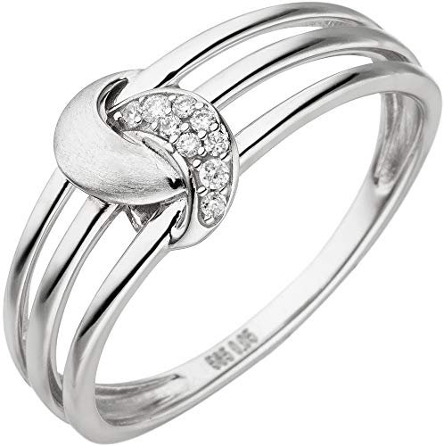 Jobo Damen-Ring aus 14 Karat 585 Weißgold mit 9 Diamanten Größe 52