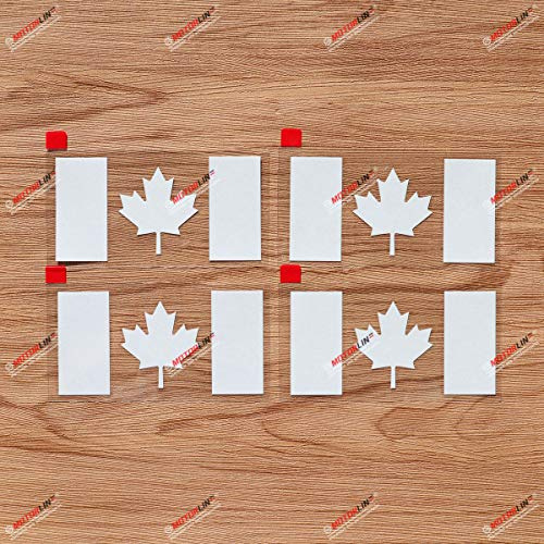 Kanada Kanadische Flagge Ahornblatt Aufkleber Vinyl Sticker - 4er-Pack Weiß, 10,2 cm - Gestanzt Ohne Hintergrund