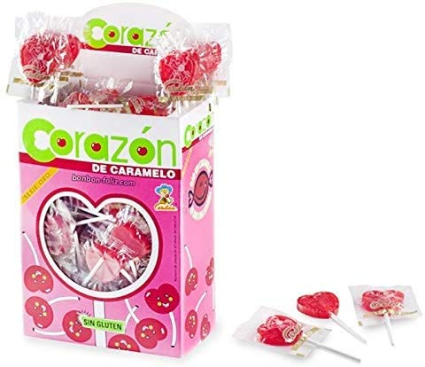 Sucette coeur gout cerise - Lot de 200 - coloration de langue - Bonbon sucette avec baton - Sans gluten