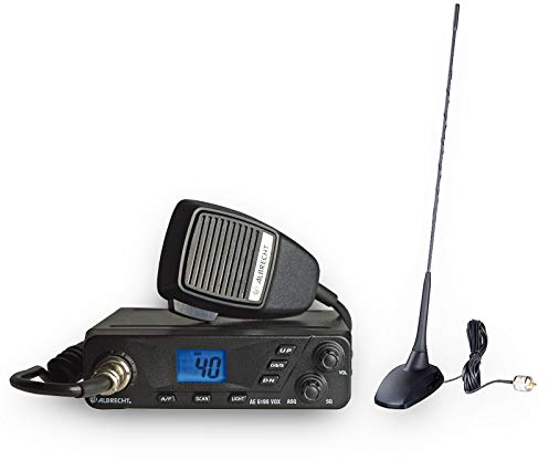 Albrecht AE 6199 VOX CB radio + antenna a base magnetica CBM-516 set completo, 12699.S5, radio CB con funzione VOX integrata, con antenna a base magnetica per il montaggio di camion o auto