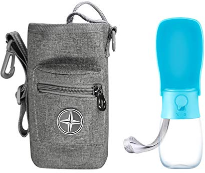 Uranbee Gourde pour Chien, Bouteille d'eau pour Chien Portable 280ML, Bouteille Eau Chien avec Sac de Rangement Multifonction, Distributeur d'eau Gourde pour Chien Chat Animaux Voyage (Vert)