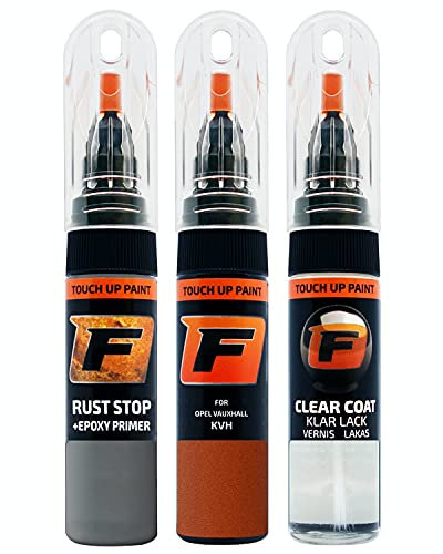 FIRANTO stylo peinture de voiture pour Opel Vauxhall KVH Orange Fizz/spicy Orange réparation couleur voiture 3 en 1, rayures stylo retouche peinture 15ml avec pinceau, apprêt, laque