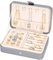 Voova Travel Jewellery Box Organiser for Women Girls,PU Leather Small Jewelry Storage Case with Smart Earrings Plate,Mini jewlerrying Display Holder for Earrings Rings Necklace Bracelets,Grey