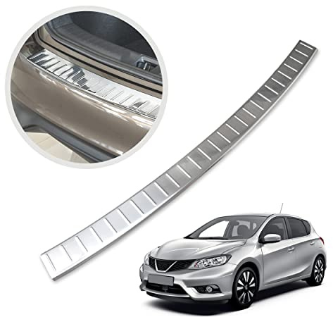 CHROMEMASTER | Ladekantenschutz Stoßstangenschutz | Kompatibel mit Nissan Pulsar 2014- ; Edelstahl Poliert/Chrom; Unsere Lackschutzleiste Sichert den Heckstoßfänger vor Kratzern Und Beschädigung ab