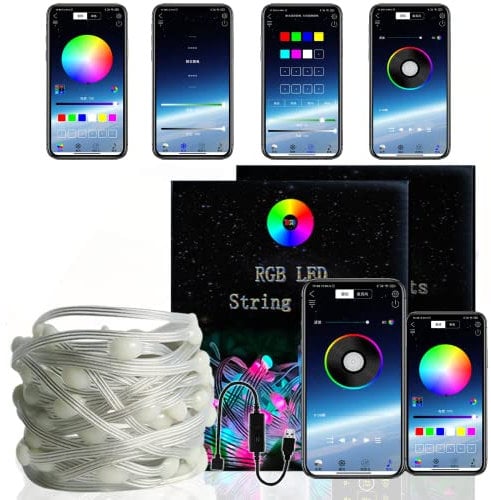 Flash Wear Bluetooth Smart Fairy Lights App Controlled, Plug in USB Powered, Music Beat Sync Color Changing LED Christmas Tree Lights with 40-Key Remote, Multicoloured, 29 Modes,1 Pack (16ft (5m))