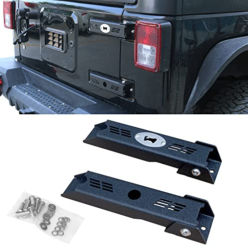 POFENZE Jeep Rear Door Hinges for 2007-2018 Jeep Wrangler JK JKU, Heavy Duty Tailgate Hinge Set with Built-in Bottle Opener, Alloy Steel, 2 PCS Black