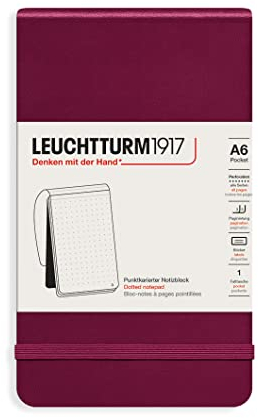 LEUCHTTURM1917 364413 Notizblock Pocket (A6), Hardcover, 94 nummerierte Seiten, dotted, Port Red