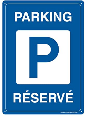 AUA SIGNALETIQUE - Panneau Prépercé (4 Trous) avec Angles arrondis - PVC Rigide 1.5 mm - (150x210 mm, Parking Réservé)