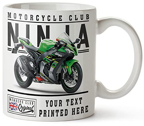 KRAFTYGIFTS Personalised Motorbike Mug Kawasaki Ninja Cup Tea Coffee Dads Mug Birthday Gift VBM23