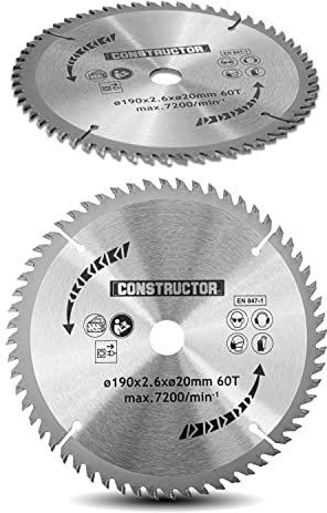 Lame 190mm - 60 dents pour scie plongeante Constructor