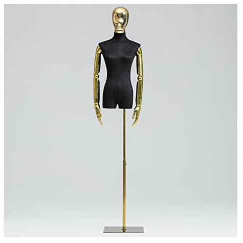 LXLIGHTS Weiblich Schneiderpuppe Modell, Halbe Skala Männchen Körper Kleiderordnung Mit Metallsockel, Büste Anzeigen Mannequin-Torso Für Kleidung Kleid Schmuck Display (Color : Gold, Size : B)