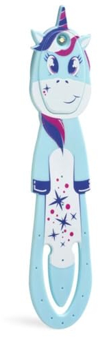 Flexilight Pals Leselicht (Einhorn) - blau - 2 in 1 Leselampe & Lesezeichen - LED Leselicht - Geschenk für Leser, Buchliebhaber - Deutsche Ausgabe: Superleicht und voll flexibel