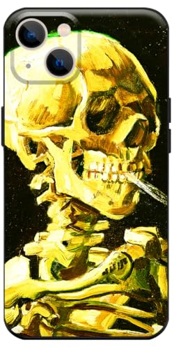 Berkin Arts Kompatible iPhone 14 Hülle Silikon Cover mit Displayschutzfolie Postimpressionismus (Vincent Van Gogh-Totenkopf mit Zigarette)
