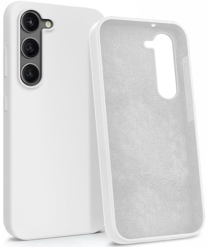 MyGadget Custodia per Samsung Galaxy S23 - Hardcase con Strato Microfibra & Cover Silicone Resistente - Protezione Antigraffio & Antiurto - Bianco