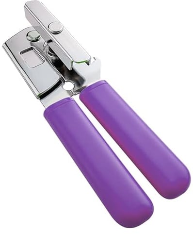 Simple Steel Can Opener - Sturdy Metal Manual Lid Opener, Long-Lasting, Durable, Turn Knob, Tough & Sharp Tin Puncture Teeth Rollers, Non-Slip ABS Grip Handles, Rustproof, Bottles, Jars, Colour Range