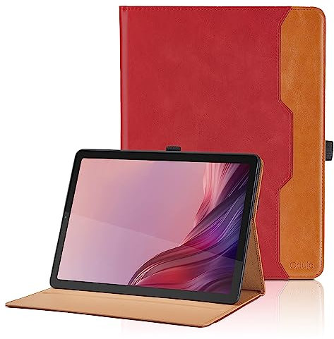 Funda para Lenovo Tab M9 HD 9,0 Pulgada 2023 Carcasa TB-310FU / Nook 9 Lenovo Tablet (2024) PU Leather Ángulos Ajustables Tablet Case Incorporado, Carcasa Antichoque y Bolsillo - Rojo