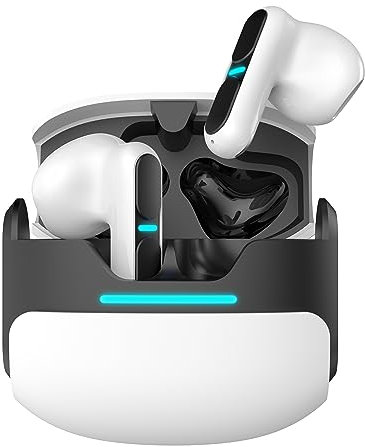 N NEWTOP Cuffie AB22 Auricolari Bluetooth V5.3 Universali LED Stereo Wireless Funzione Modalità Gaming Musica Scelta per Smartphone Tablet Notebook PC Samsung Huawei Xiaomi Realme Asus OPPO (Bianco)