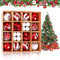 QKURT 42 Pcs Christmas Ball Decorations - 6cm Shatterproof Hanging Baubles Ornaments for Xmas Tree, Christmas Party Decoration Set (Red,White)