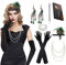 Roontin 20er Jahre Kostüm Set, Great Gatsby Accessoires, 1920er Haarschmuck, Karneval Damen Zubehör, V6