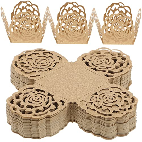 ABOOFAN 50 Pièces Plateau De Chocolat Mini Tasses De Chocolat Tasses De Tasses à Macarons Doublures De Truffes Doublure d De Chocolat De Dessert Papier Miniature Or Rose