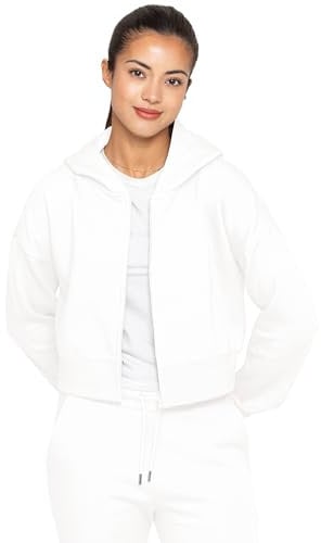 989Zé ENZO Womens Hoodie Top Casual Fleece Cropped Sweatshirt With Hood Crop Hoody (UK, Alpha, XL, Regular, Regular, Off White With Zip)