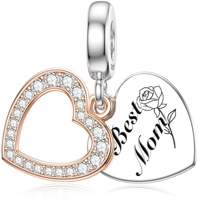 LANBEIDE Mama Charms für Pandora Charms, 925er SterlingsilberLiebesherz Baumelnde Beads Familien Beads für Pandora Armband, Geburtstagsgeschenke für Frauen und Mädchen