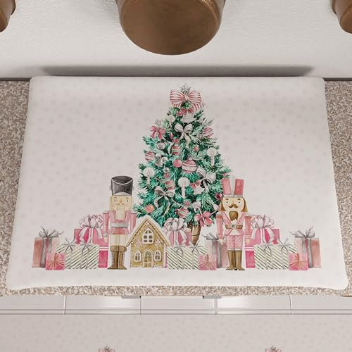 PETTI Artigiani Italiani - Coprifornello Natalizio, Coprifornello Cucina Natalizio, Copri Piano Cottura 50x70 cm, Coprifuochi Soldatini Rosa, 100% Made in Itay