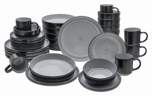 CreaTable, 21519, Serie Nordic Fjord, 30-teiliges Geschirrset, Kombiservice aus Steinzeug, spülmaschinen- und mikrowellengeeignet, Qualitätsproduktion