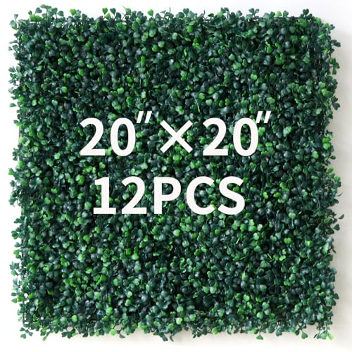 ouyuanwall Graswandpaneele – 12 Stück, 50,8 x 50,8 cm, Formschnitt-Hecke, Pflanzen, Grünpflanze, Wandhintergrund, Dekoration, UV-geschützte Buchsbaum-Platten