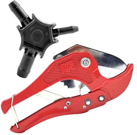 Premium Werkzeugset für Verbundrohr, Rohrschneider für PVC Kunststoff & Mehrschichtverbundrohr bis 42mm + Kalibrierer 16 20 25 mm (Schwarz)