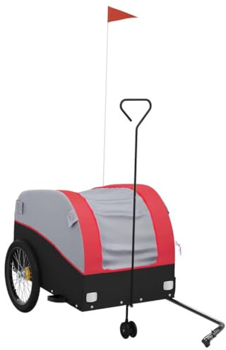vidaXL Fahrradanhänger, Lastenanhänger für den Transport Schwerer Güter, Anhänger für Fahrrad, Radanhänger Transportanhänger, Schwarz Rot 45kg Eisen