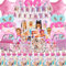 Decoración Rob Niña Cumpleaños - 50 Pcs Stickers, Tarta, Globos, Mantel, Platos, Servilletas y Fondo