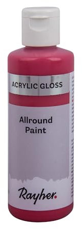 Rayher Allround Paint Gloss colore acrilico, rosso ciliegia, flacone 80ml, 35085286