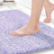 Yimobra Rutschfester Badezimmerteppich Extra weich und bequem Wasserabsorbierende, Dicke und maschinenwaschbare Badematte Flauschig für Dusche und Badewanne, Lila&Weiß, 92 x 61 cm