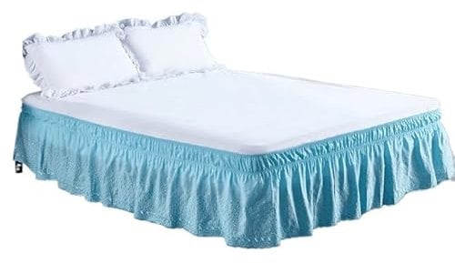 Cache Sommier Jupe de lit à Volants épais, Broderie Florale, œillet, festonnée, élastique, Anti-poussière, avec Premium Cache Sommiers(Hotpink,160x200x38cm)