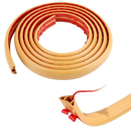 Floor Cord Cover, 9.84ft x 1.18in / 3m x 3cm Self Adhesive Cord Hider Floor Cable Management Floor Wire Protector Electric Cord Channel for Offices, Gym, Exhibitions (Brown Wood)