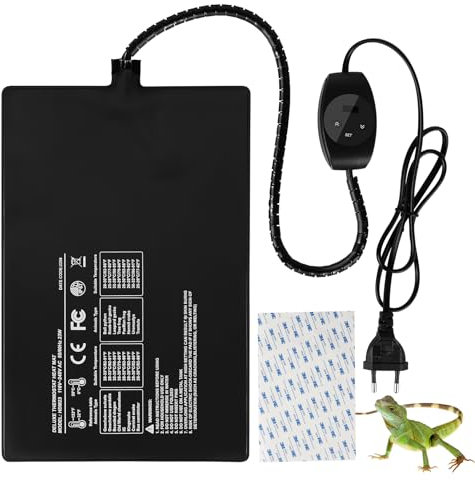 SWAWIS 11W Tapis Chauffant Terrarium avec Thermostat, 0-50℃ Coussin Chauffant Reptile Réglable avec Contrôle de Température pour Tortue Serpent Lézard Gecko Araignée Élevage d'Insectes(15x20cm)