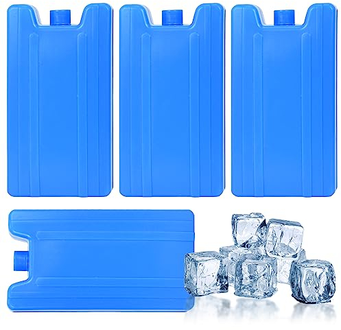 Dokeno 4 Flache Kühlakkus für Kühltasche, Bis zu 12 Stunden Kühlung, 400ML kühlakkus Gel 16.5 * 9 * 3.5cm kühlakku Flach & Klein Blaue Kühlelemente für die Kühltasche oder Kühlbox