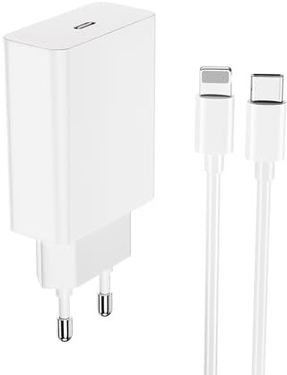 25W USB C Rapide Chargeur Replacement pour iPhone 14,14 Pro, 14 Pro Max, 14 Plus, 13, 12, 11, XR, SE,X,XS, 8, iPad Air, Pods, Type C Prise Mural Secteur Adaptateur Alimentation avec 1.5M Câble