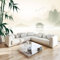 Vlies Fototapete Minimalismus Bambus Pavillon Berge - Foto Tapete Schlafzimmer Wohnzimmer Moderne Vliestapete 250 x 175 cm Wandtapete Bildtapete 3D Effekt Wand Dekoration