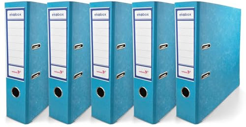 Netuno 5x Ordner Aktenordner 2-Ringordner Ekobox marmoriert Hellblau folder organiser 80mm A4 breit aus Pappe Karton für Büro Regal Mappen office Schreibtisch