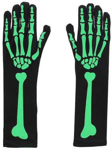 Generisch Scooter Kinder Handschuhe Halloween Prom Props Glow In The Dark Skeleton Skeleton Gloves Stockings Wasserdichte Handschuhe Damen Winter (Green, One Size)