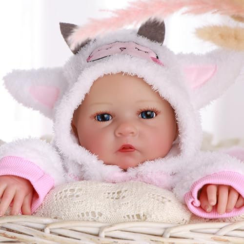 BABESIDE Reborn Baby Vollsilikon Lebensecht - 17 Zoll Realistische Babypuppen für Mädchen mit weichem Körper Sieht - Kleinkindpuppen mit offenen Augen