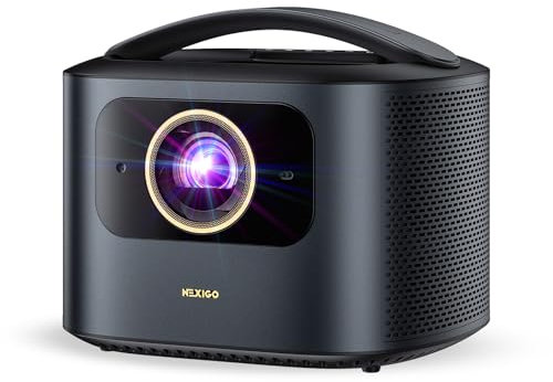 NexiGo TriVision Ultra, 4K Tri-LED-Laser Portable Projector, 2600 Lumens, No Laser Speckle, No Eye Strain, Dolby Vision, HDR10+, Backyard/Home Theater with 3D, 30W DTS Virtual:X, Fire TV Storage Slot