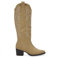 BOSANOVA Stivaletti da donna in stile cowboy con cuciture a tono, tacco alto 5,5 cm e chiusura con cerniera laterale. Scarpe da donna, Sabbia, 36 EU