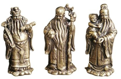 KUKUUU Messing Fu Lu Shou Statue Glücksfigur Ornamente
